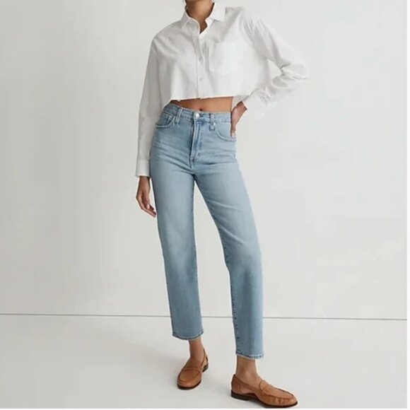 Madewell The Perfect Vintage Straight Jean High Rise Light Wash Size 31 NF107 - Picture 1 of 5